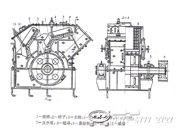 建筑垃圾單段破碎機結構圖